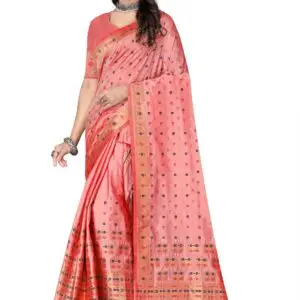 FIX PAARI MIXPAT MEKHELA CHADOR ( PEACH COLOUR )