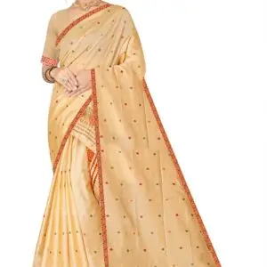 RAW ART SILK MEKHELA CHADOR ( CHIKU COLOUR )